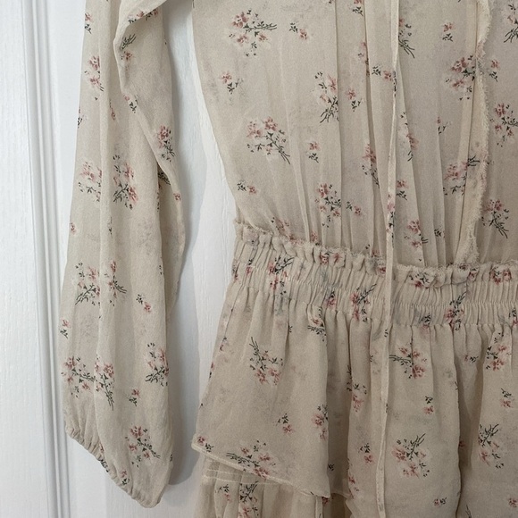 LoveShackFancy Popover Long Sleeve Mini Dress 100% Silk Size Small - Picture 4 of 7